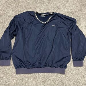 Polo Golf Ralph Lauren Jacket Mens XL Navy Windbreaker Logo Spellout Pullover